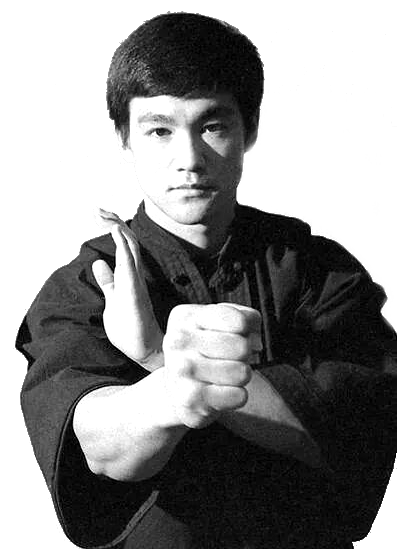 Jeet Kune Do Bild von Bruce Lee, der einen Fauststoß in Richtung des Betrachters macht